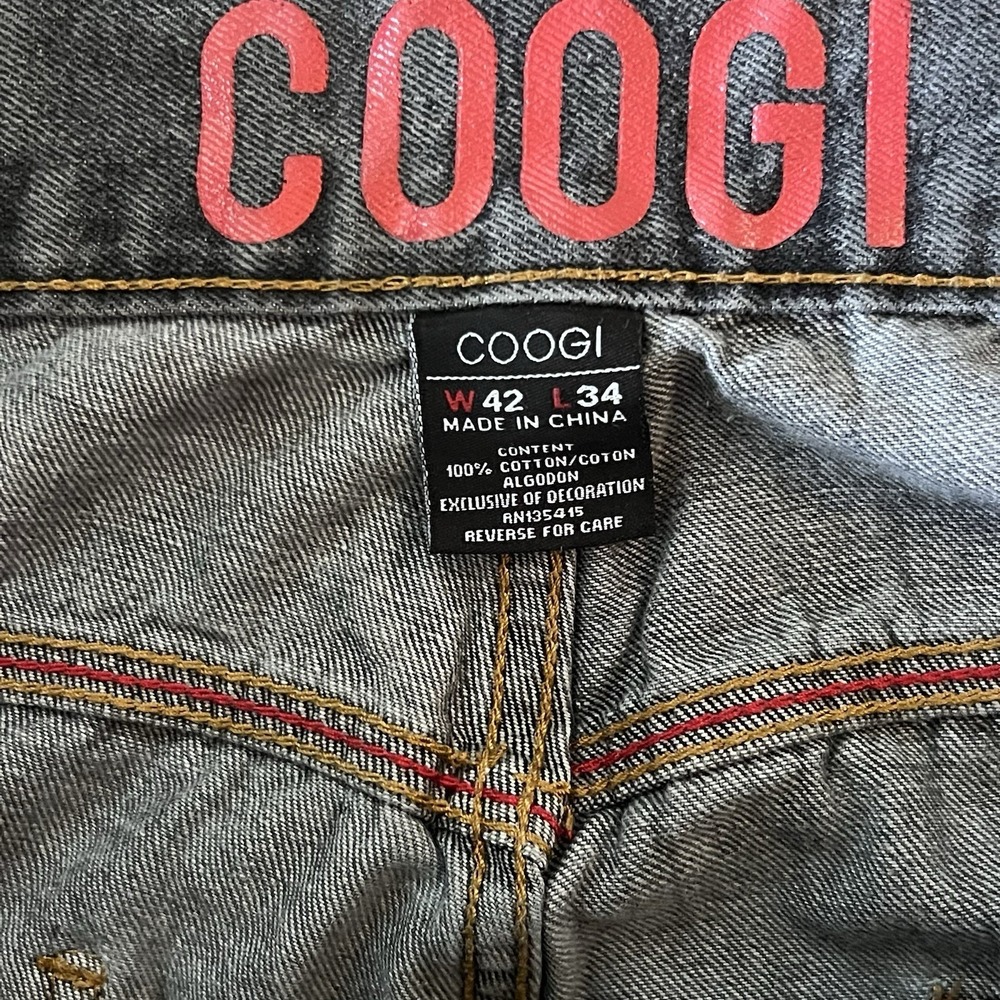 COOGI Australia Jeans Mens 42x34 Gray Y2K Embroidered Patch Denim - Picture 7 of 10